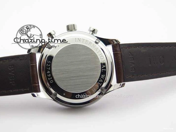 MIROTIME 1219 ModernLook Portuguese IW371445 ZF 1:1 Best Edition SS White Dial Gold Markers On Brown Leather Strap A79350 V 7269